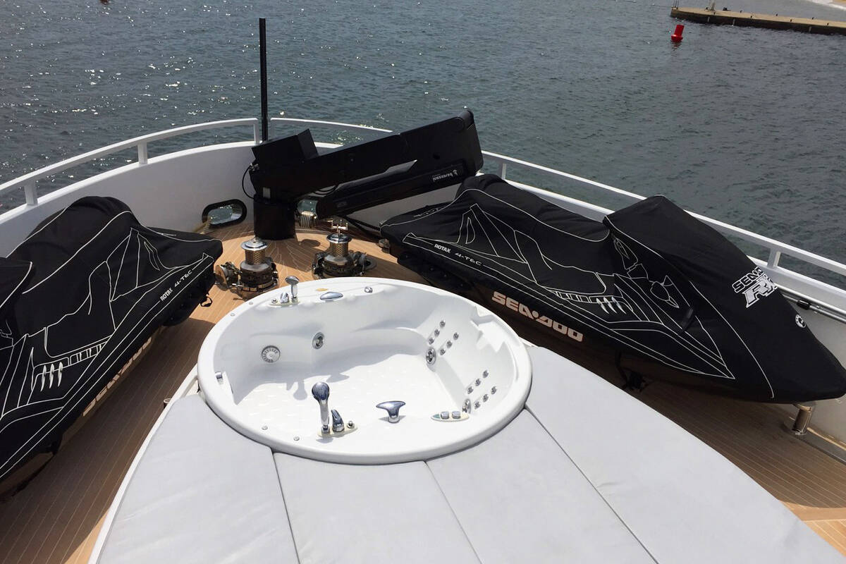 The bow section with sofas and Jacuzzi