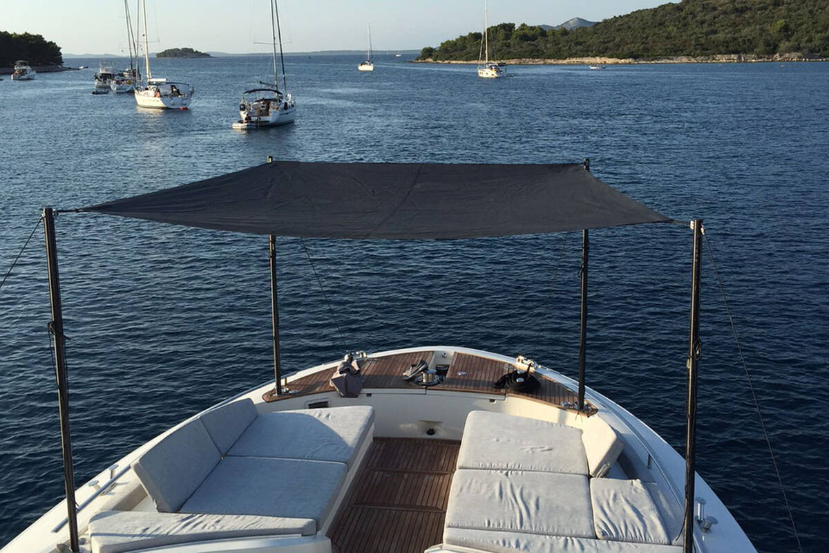 Awning on bow deck