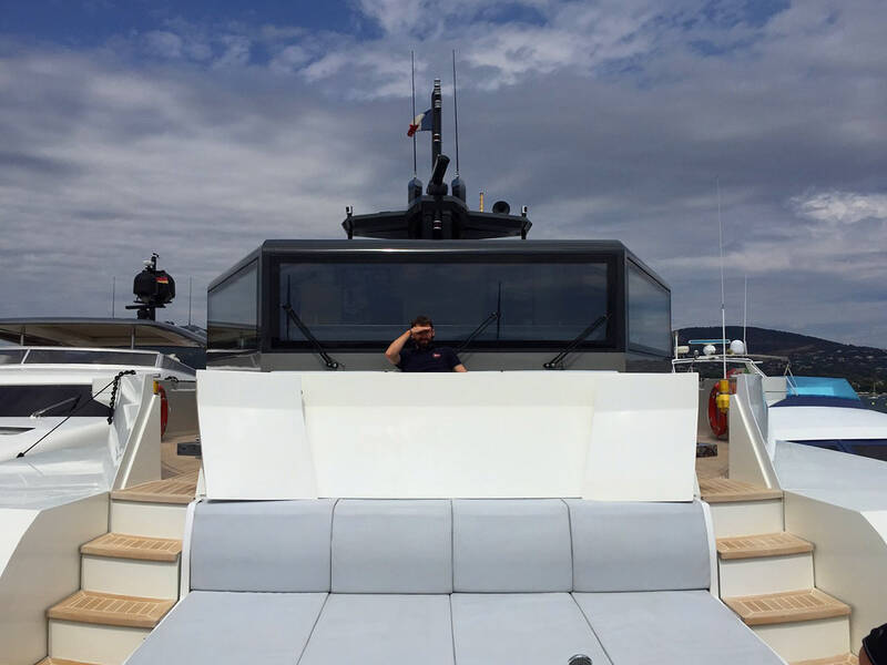 The bow section with sofas and Jacuzzi