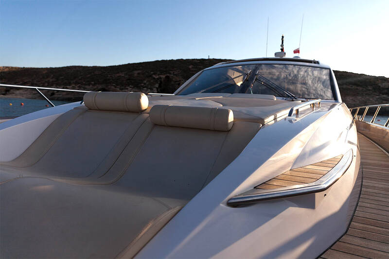 Sunbathing cushions on bow