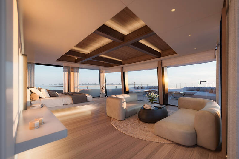 Owner's apartment on bow upper deck
