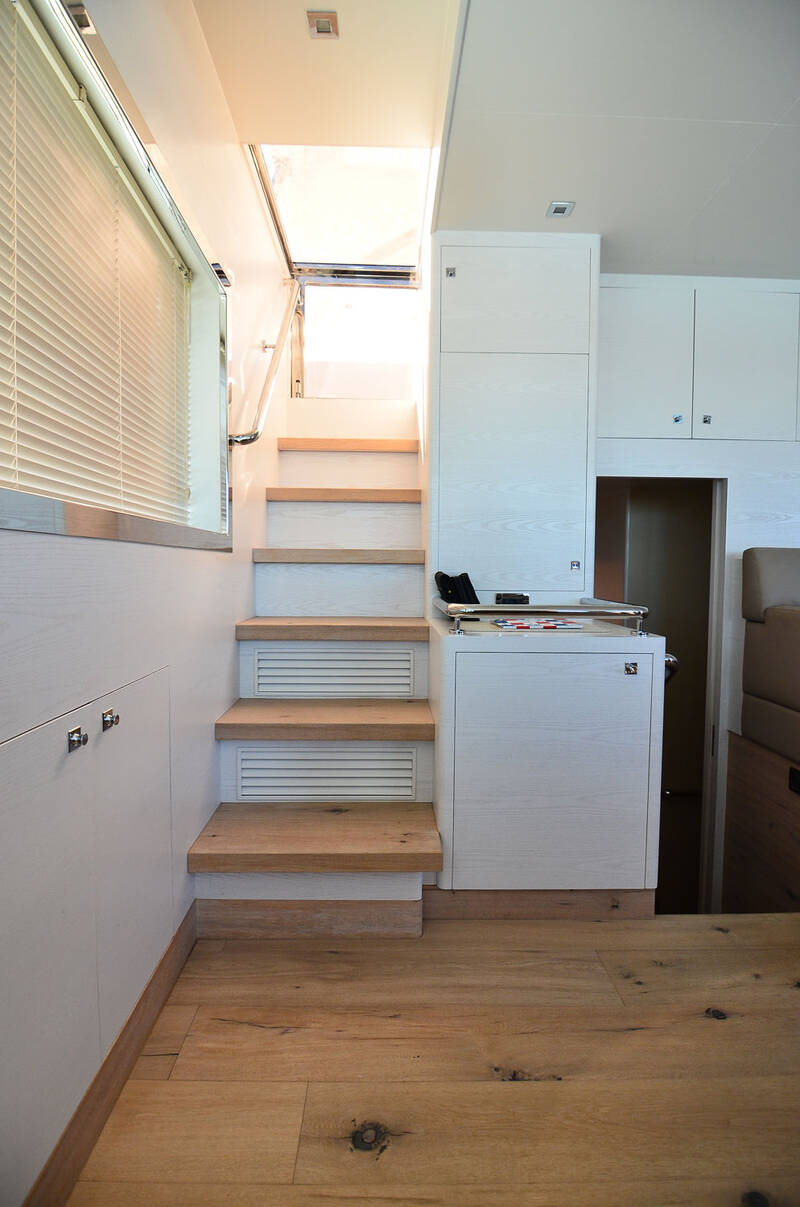 Stairs to flybridge from wheelhouse