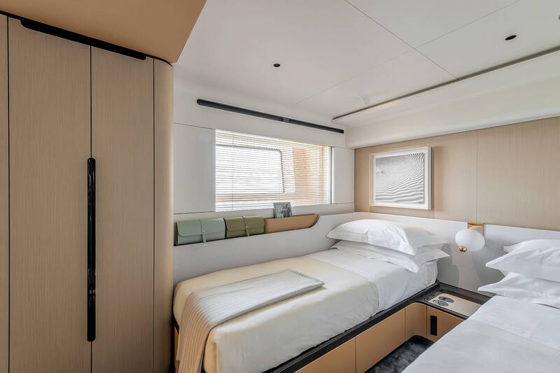 Guest cabin on port side on lower deck