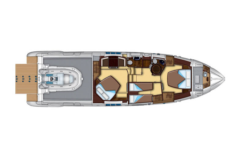 Нижня палуба (показано гараж) Azimut 55S